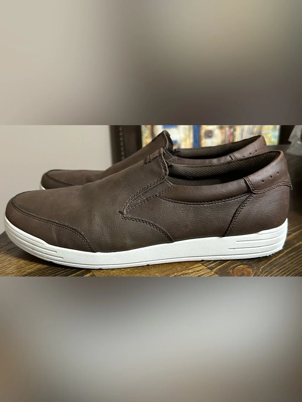 Nunn Bush Brown Slip-On Sneakers with White Sole